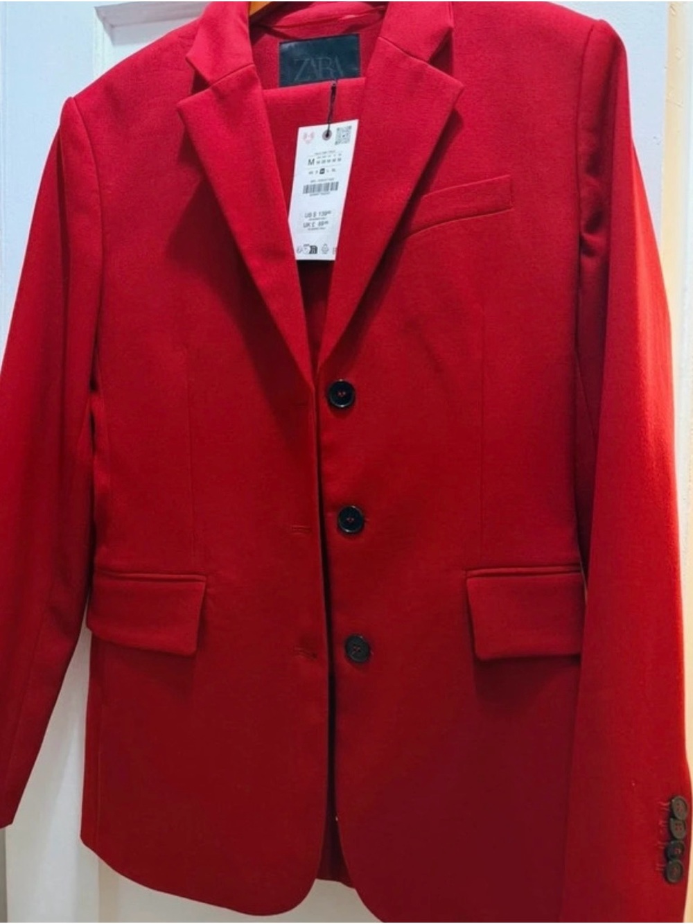 Zara Women’s Red Single-Breasted Blazer & Dress Pants- Size Medium Jacket & Pant